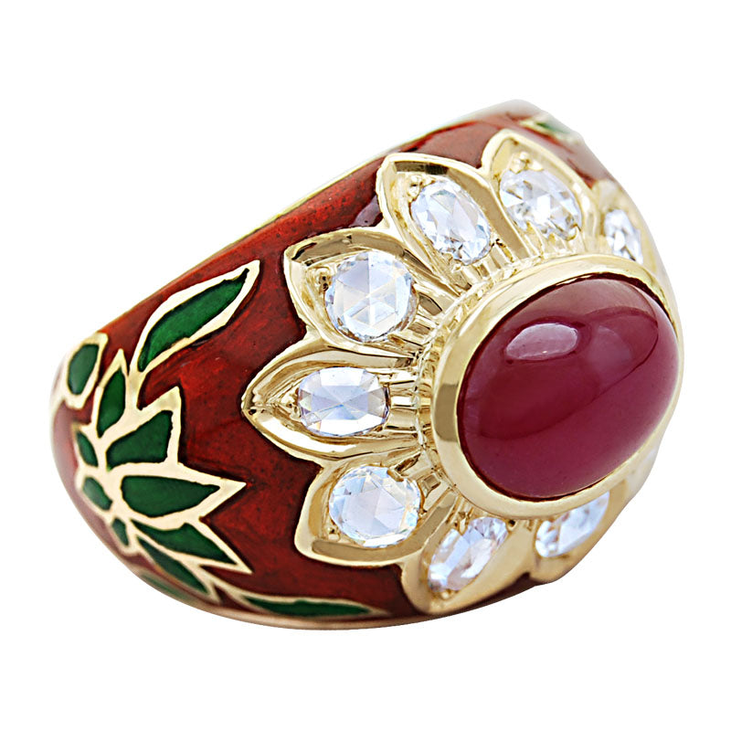 Ring - Ruby and Diamond (Enamel) | Singhvi Jewels