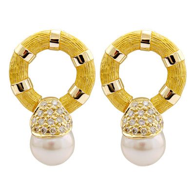 Earrings - South Sea Pearl And Diamond (Enamel)