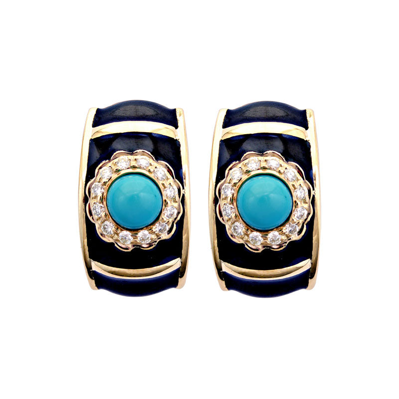 Earrings - Turquoise and Diamond (Enamel) | Singhvi Jewels