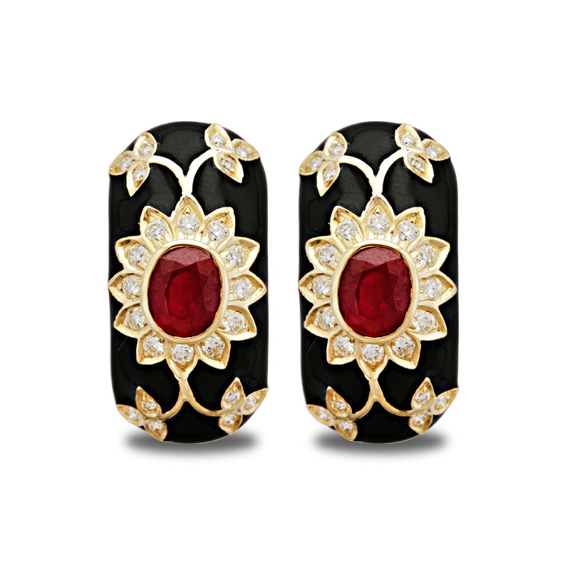 Earrings-Ruby and Diamond (Enamel)