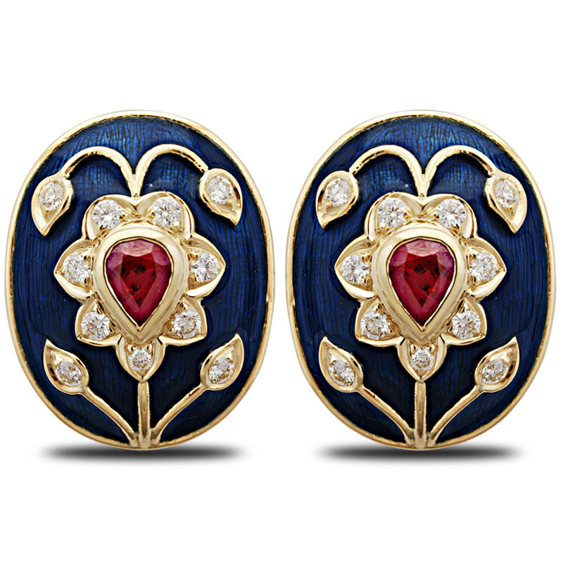 Earrings-Ruby and Diamond (Enamel)