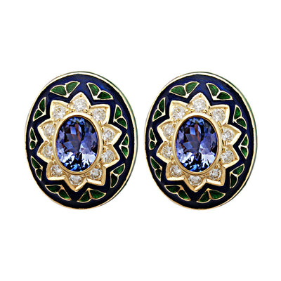 Earrings - Tanzanite and Diamond (Enamel)