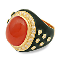 Ring-Cornelian and Diamond (Enamel)