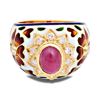 Ring - Ruby and Diamond (Enamel) | Singhvi Jewels