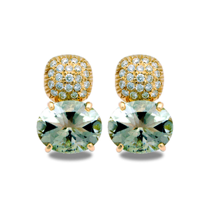 Earrings - Diamond and Green Quartz | Singhvi Jewels