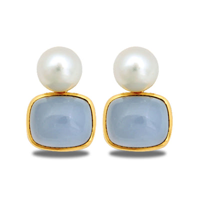 Earrings - Chalcedony And South Sea Pearl