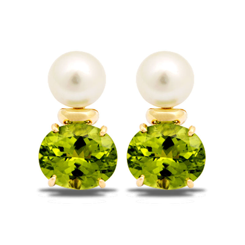Earrings-Peridot and South Sea Pearl