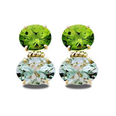 Earrings - Peridot And Green Quartz
