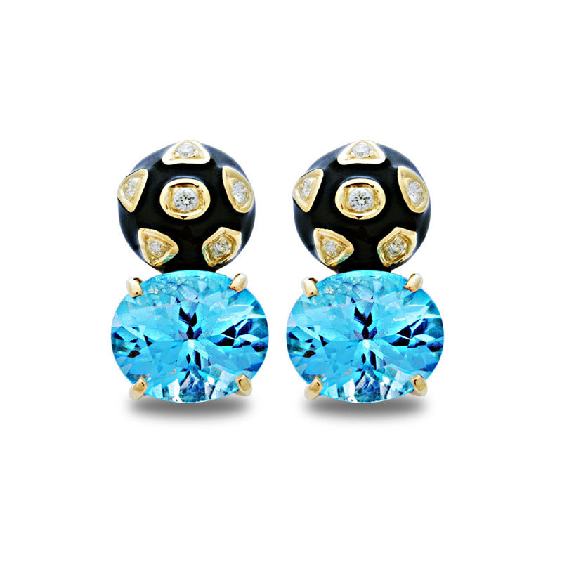 Earrings - Blue Topaz and Diamond (Enamel) | Singhvi Jewels