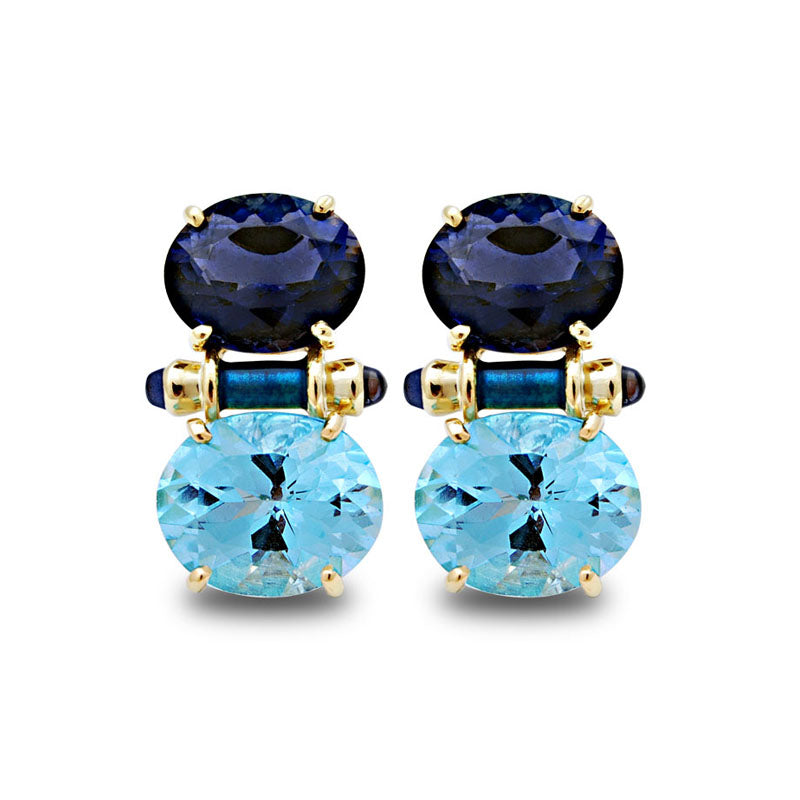 Earrings - Iolite and Blue Topaz (Enamel) | Singhvi Jewels