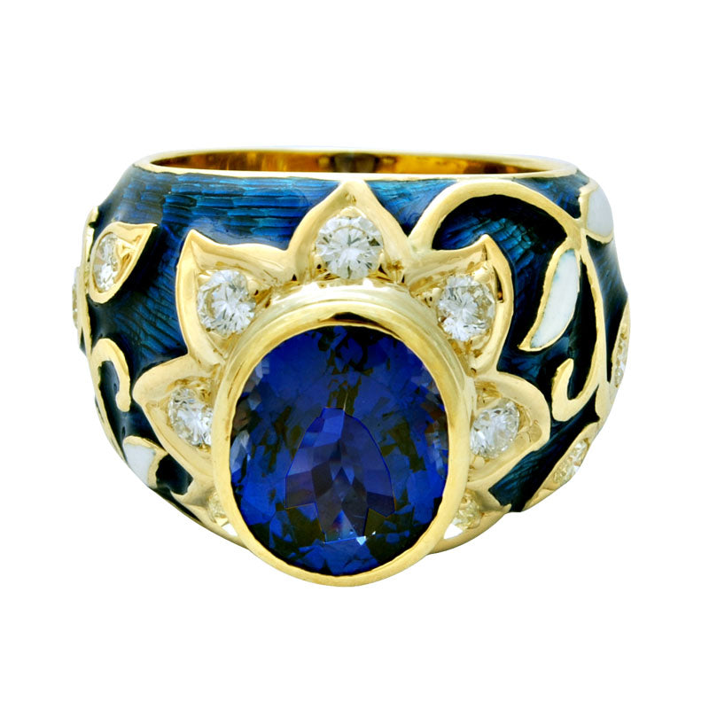 Ring - Tanzanite and Diamond (Enamel) | Singhvi Jewels