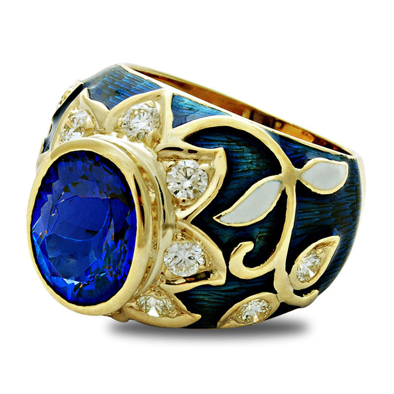Ring - Tanzanite and Diamond (Enamel) | Singhvi Jewels