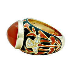 Ring -Cornelian and Diamond (Enamel)