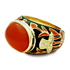 Ring -Cornelian and Diamond (Enamel)
