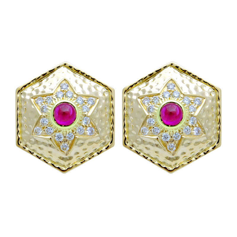 Earrings-Ruby and Diamond | Singhvi Jewels