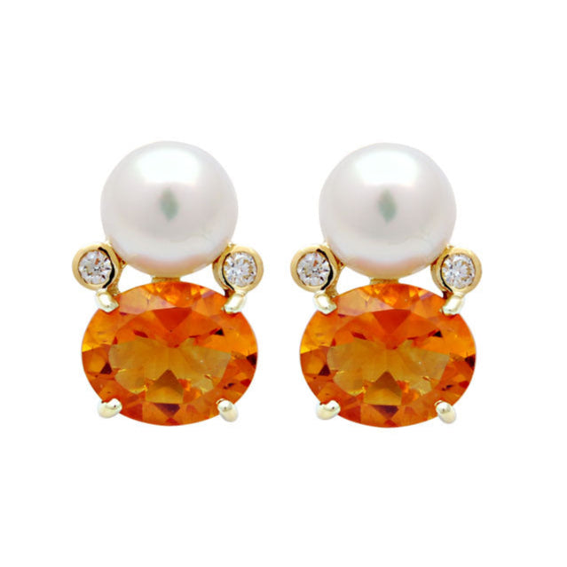 Earrings - Citrine, South Sea Pearl and Diamond | Singhvi Jewels