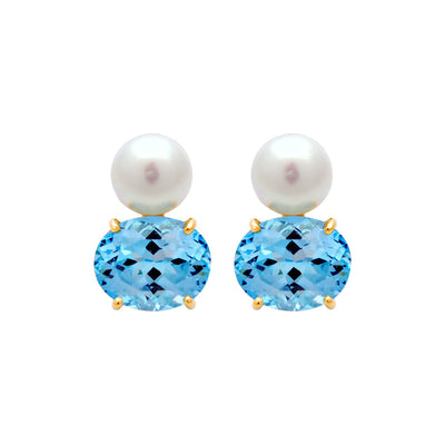 Earrings - Blue Topaz And South Sea Pearl