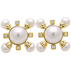 Earrings-South Sea Pearl, Fresh Water Pearl and Diamond