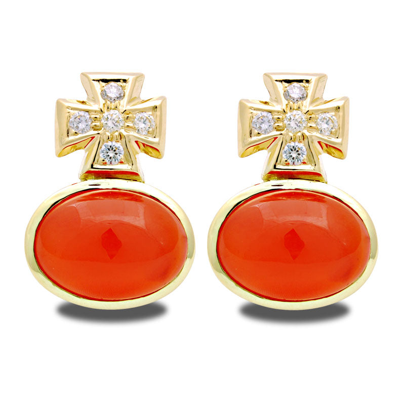 Earrings-Cornelian and Diamond