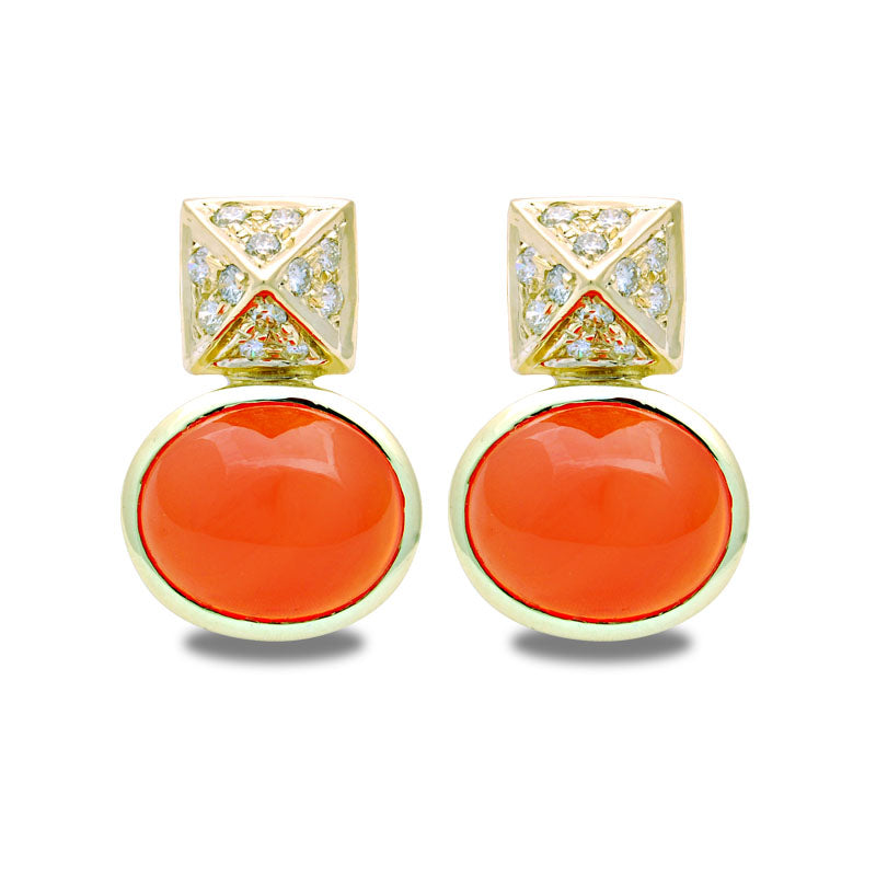 Earrings-Cornelian and Diamond