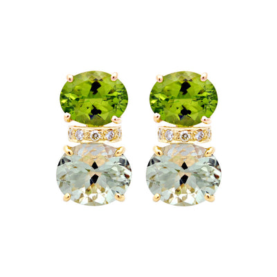 Earrings - Peridot, Green Quartz And Diamond