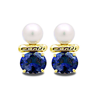 Earrings - Iolite And South Sea Pearl