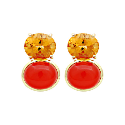 Earrings - Citrine And Cornelian
