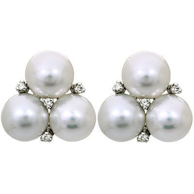 Earrings - South Sea Pearl And Diamond