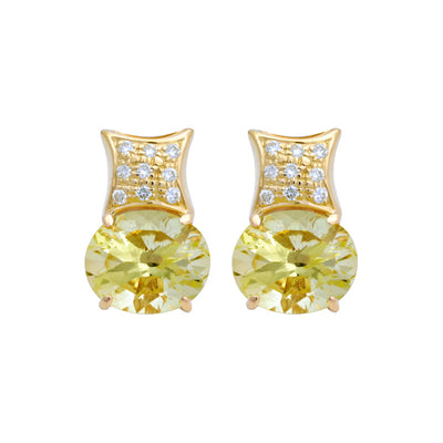 Earrings - Lemon Quartz And Diamond