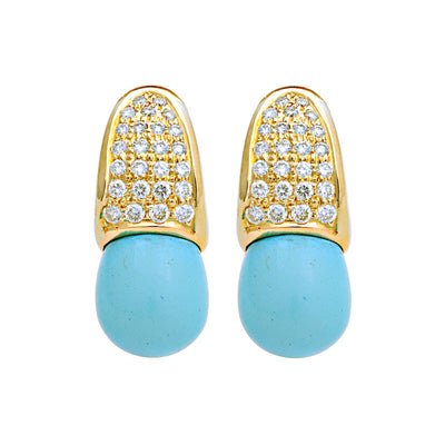 Earrings - Turquoise And Diamond