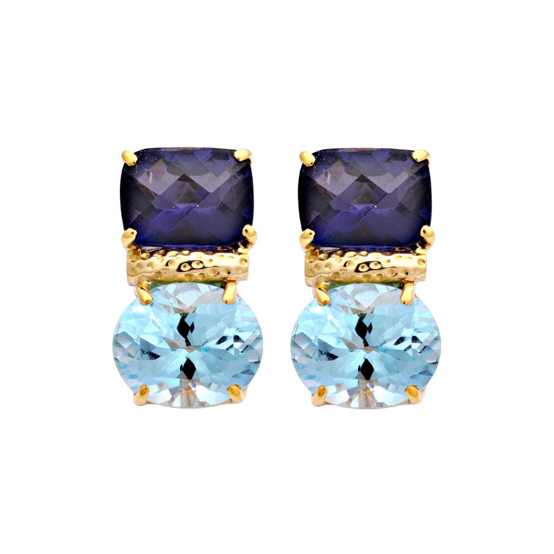 Earrings-Iolite and Blue Topaz