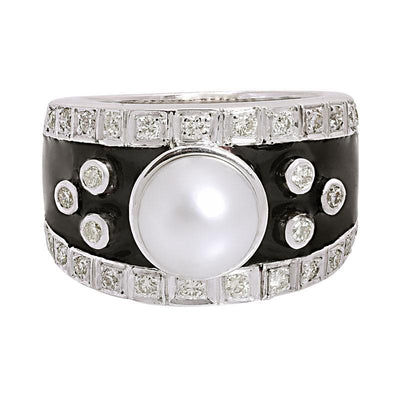 Ring-South Sea Pearl and Diamond (Enamel)  (206FS)