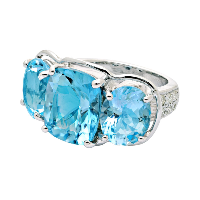 Ring-Blue Topaz and Diamond