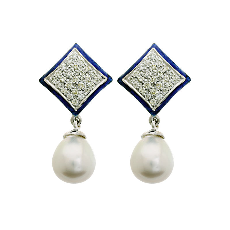 Earrings-South Sea Pearl and Diamond (Enamel)