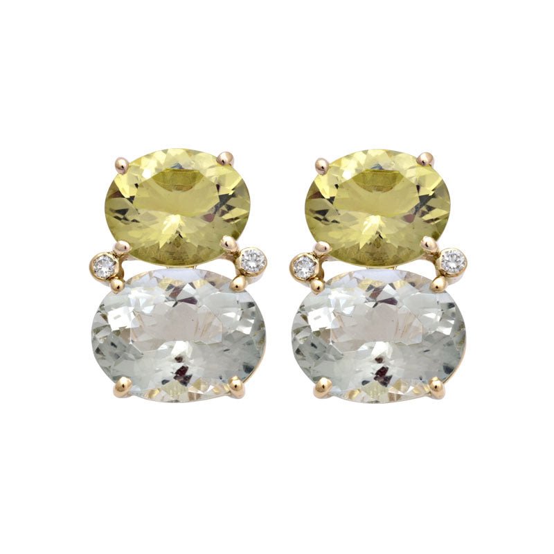 Earrings - Lemon Quartz, Green Quartz and Diamond | Singhvi Jewels