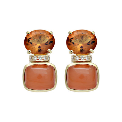 Earrings - Citrine, Cornelian And Diamond