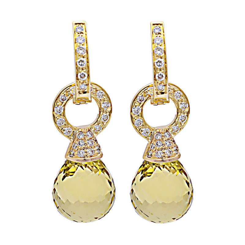 Earrings - Lemon Quartz and Diamond | Singhvi Jewels