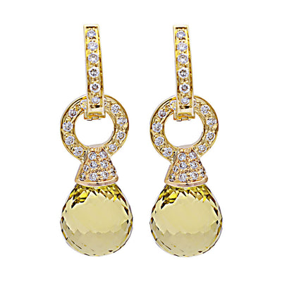Earrings - Lemon Quartz And Diamond