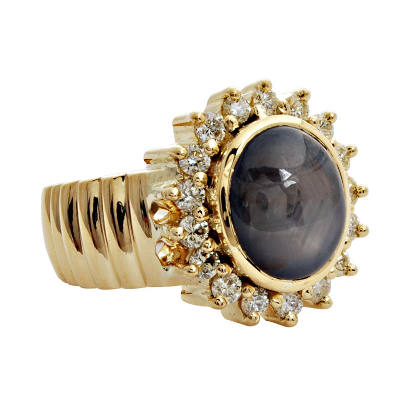 Ring- Sapphire And Diamond (1518F) | Singhvi Jewels
