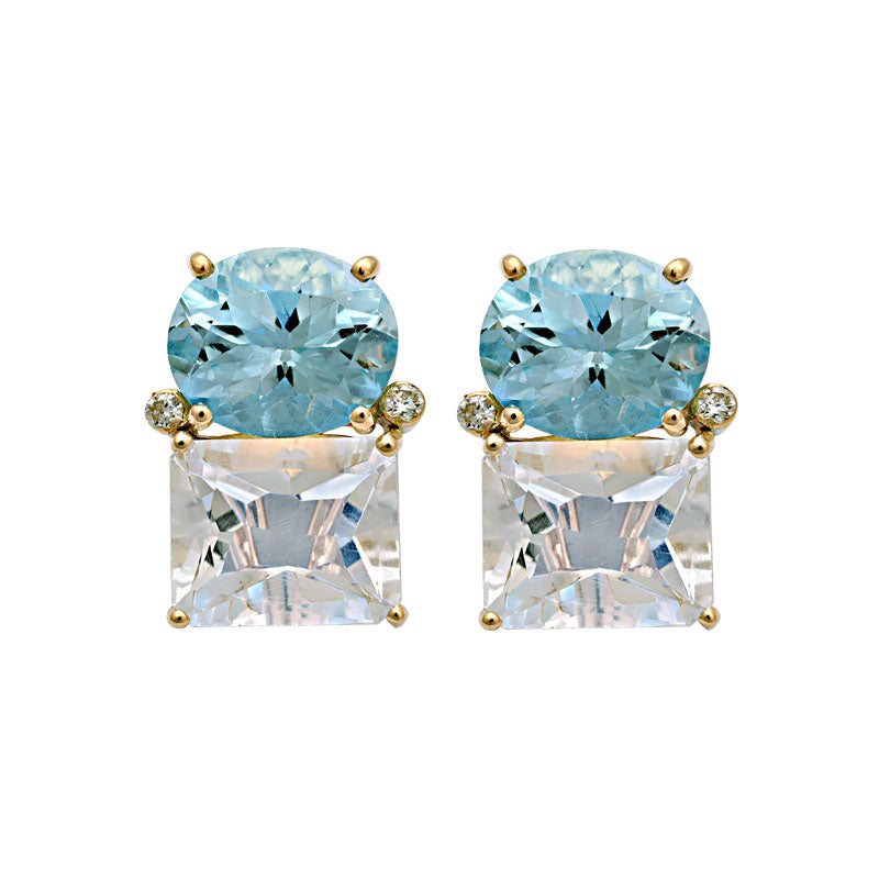 Earrings - Blue Topaz, Crystal and Diamond | Singhvi Jewels