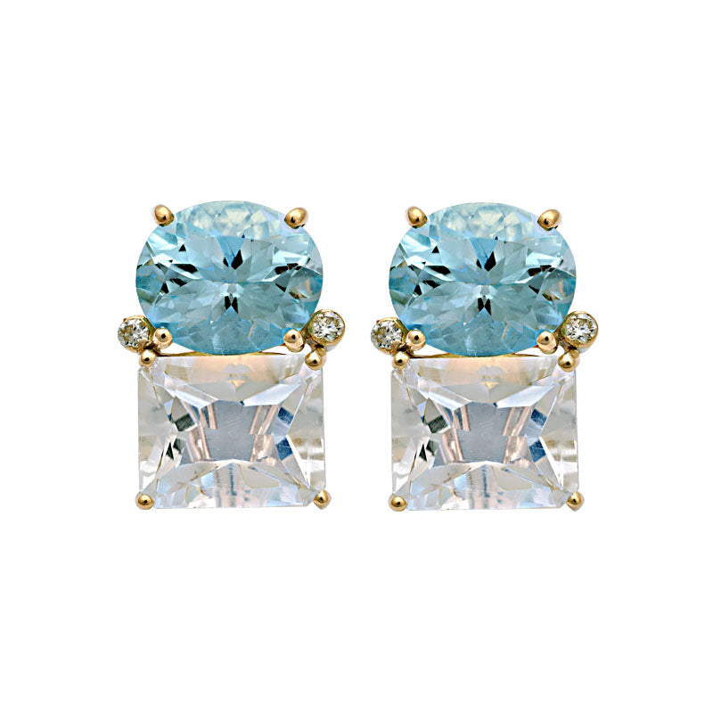 Earrings-Blue Topaz, Crystal and Diamond