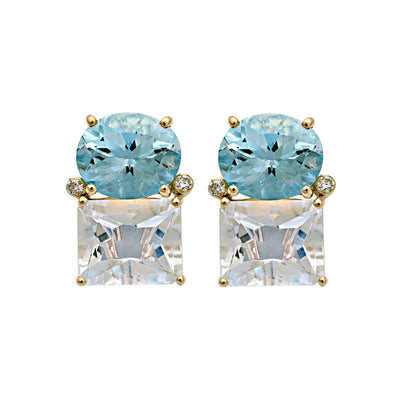 Earrings - Blue Topaz, Crystal And Diamond