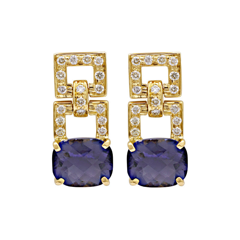 Earrings - Iolite and Diamond | Singhvi Jewels