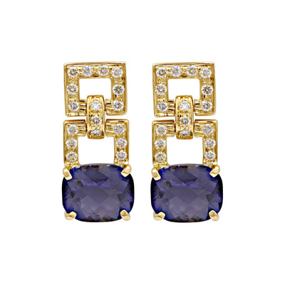 Earrings - Iolite And Diamond