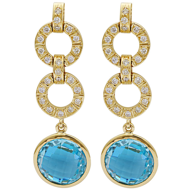 Earrings-Blue Topaz and Diamond