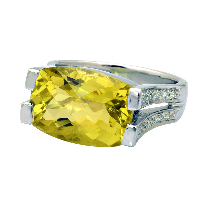 Ring-Lemon Quartz and Diamond | Singhvi Jewels