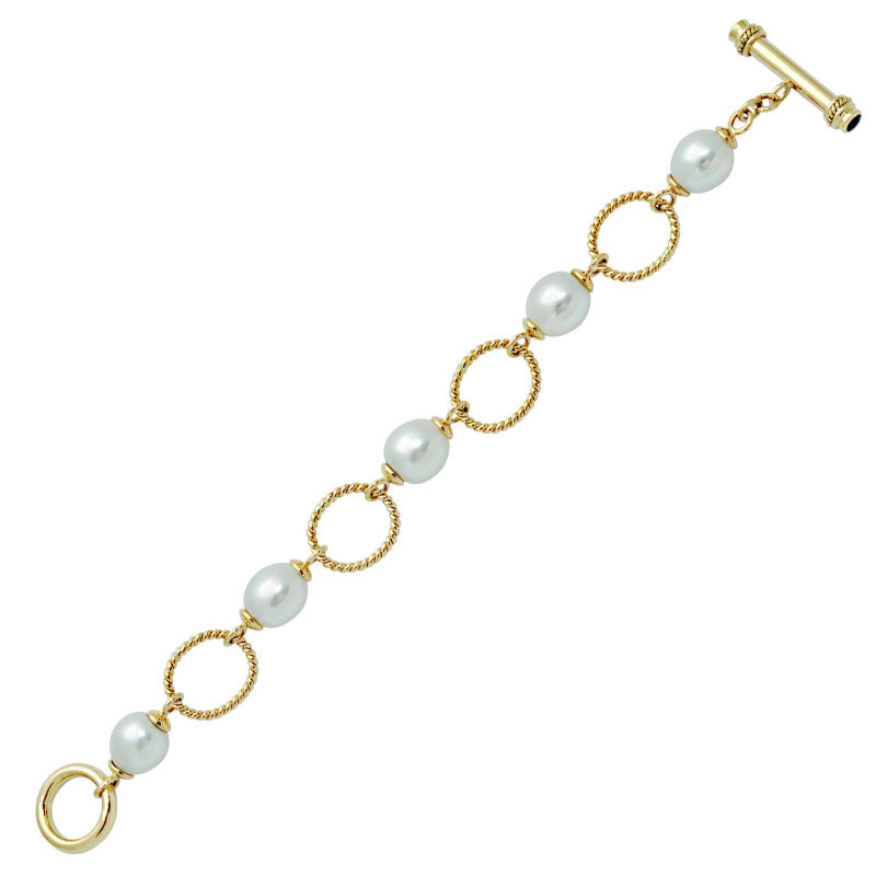 Toggle Bracelet - Blue Sapphire and South Sea Pearl | Singhvi Jewels