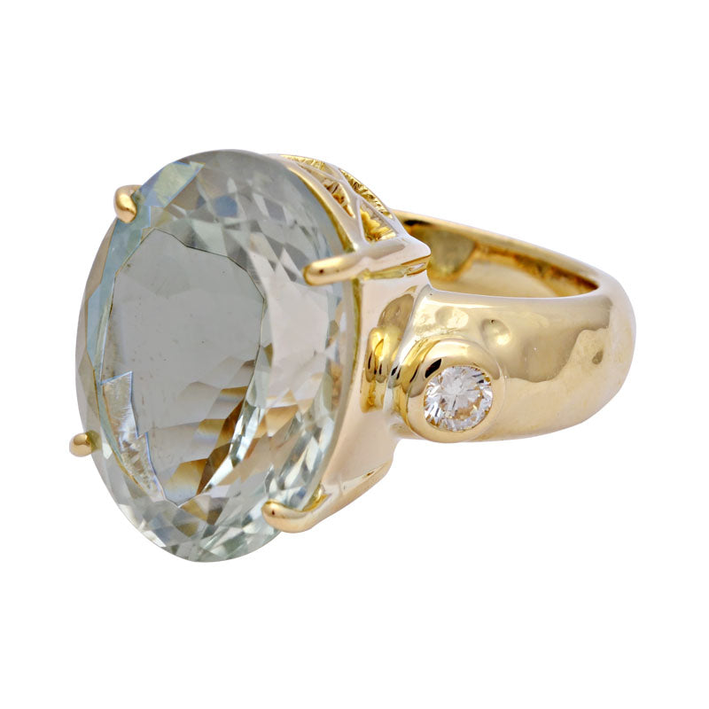 Ring - Green Quartz and Diamond | Singhvi Jewels