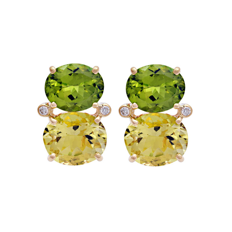 Earrings - Peridot, Lemon Quartz and Diamond | Singhvi Jewels