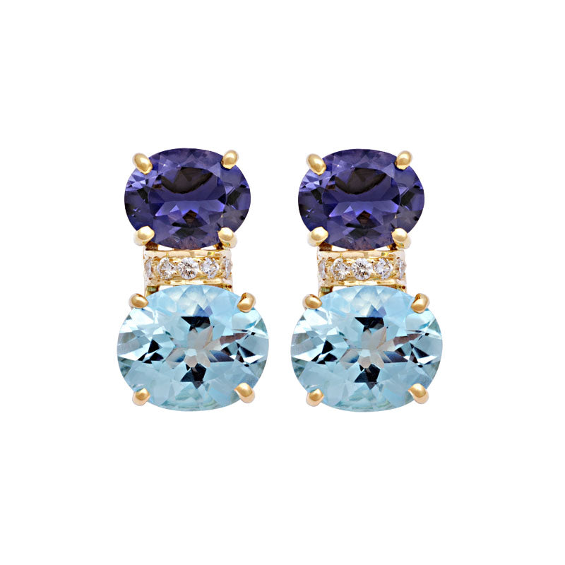 Earrings - Iolite, Blue Topaz and Diamond | Singhvi Jewels